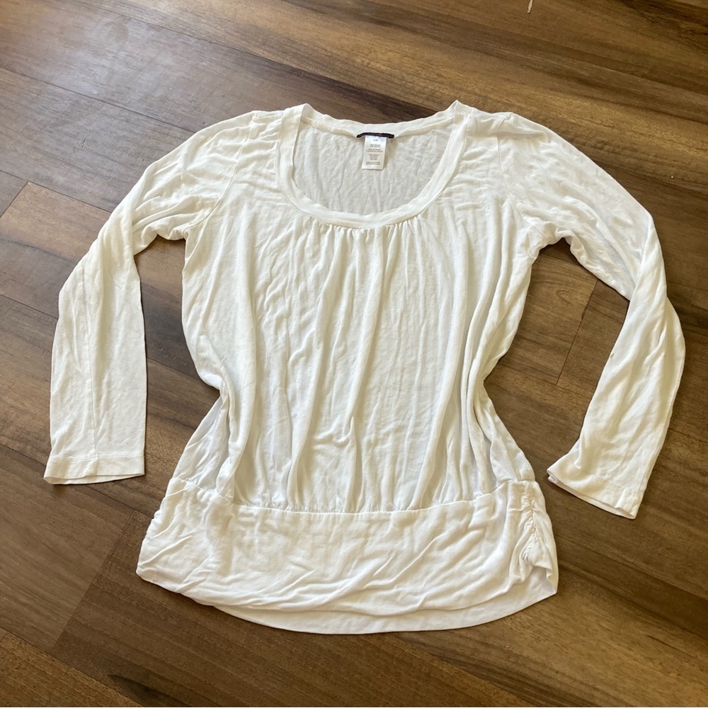 Y2K Mark Drop Waist White Long Sleeve Top
